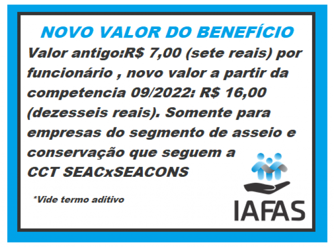 IAFAS | REAJUSTE DO VALOR DO BENEFÍCIO AMPARO FAMILIAR